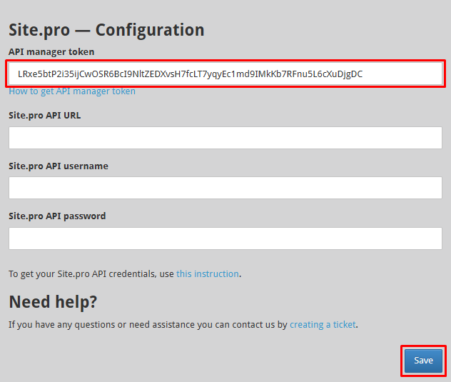 CWP enter copied API access value