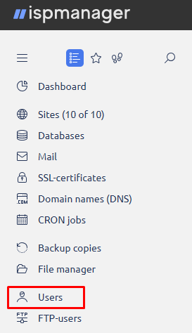 ISPmanager Users button
