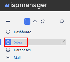 ISPmanager Sites button