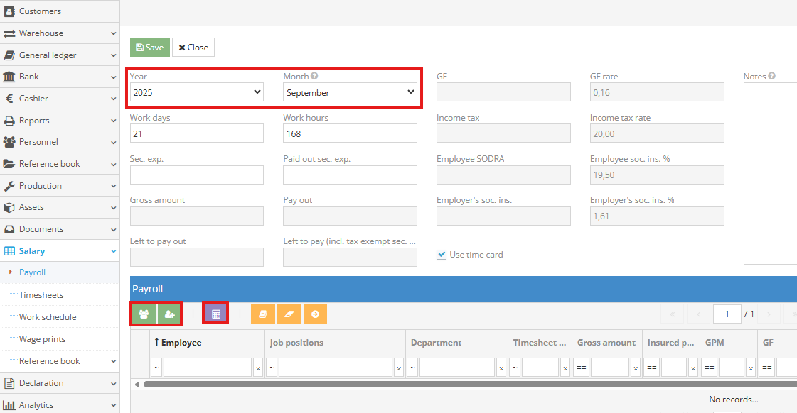 Calculate salary button in payroll