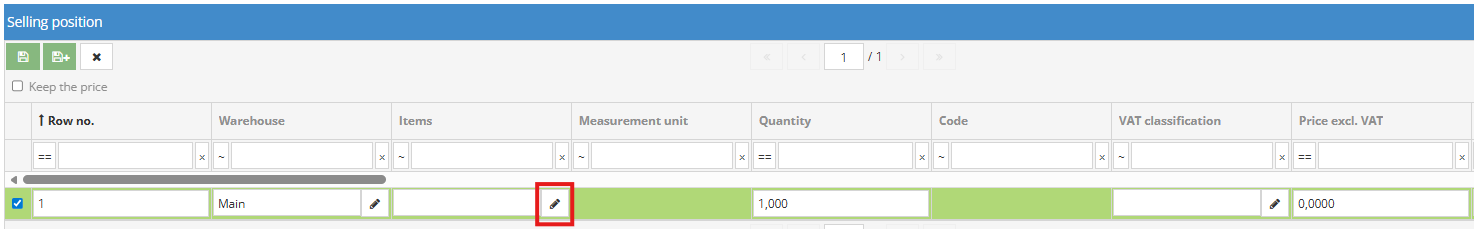 Selecting item or service card