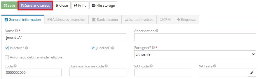Saving the new customer card