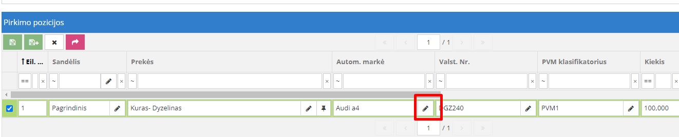 Automobilio pasirinkimas kuro pirkimo dokumente