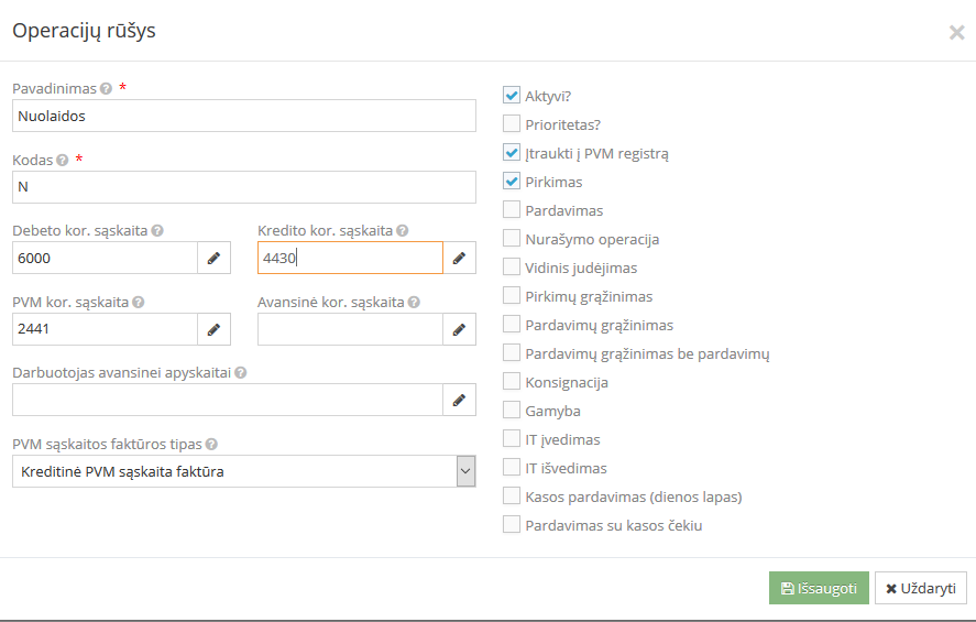 Akcijų registravimo pavyzdys