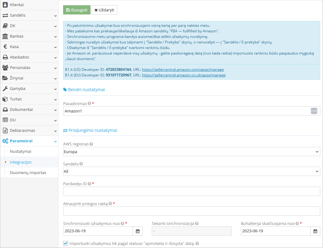 Amazon region selection window