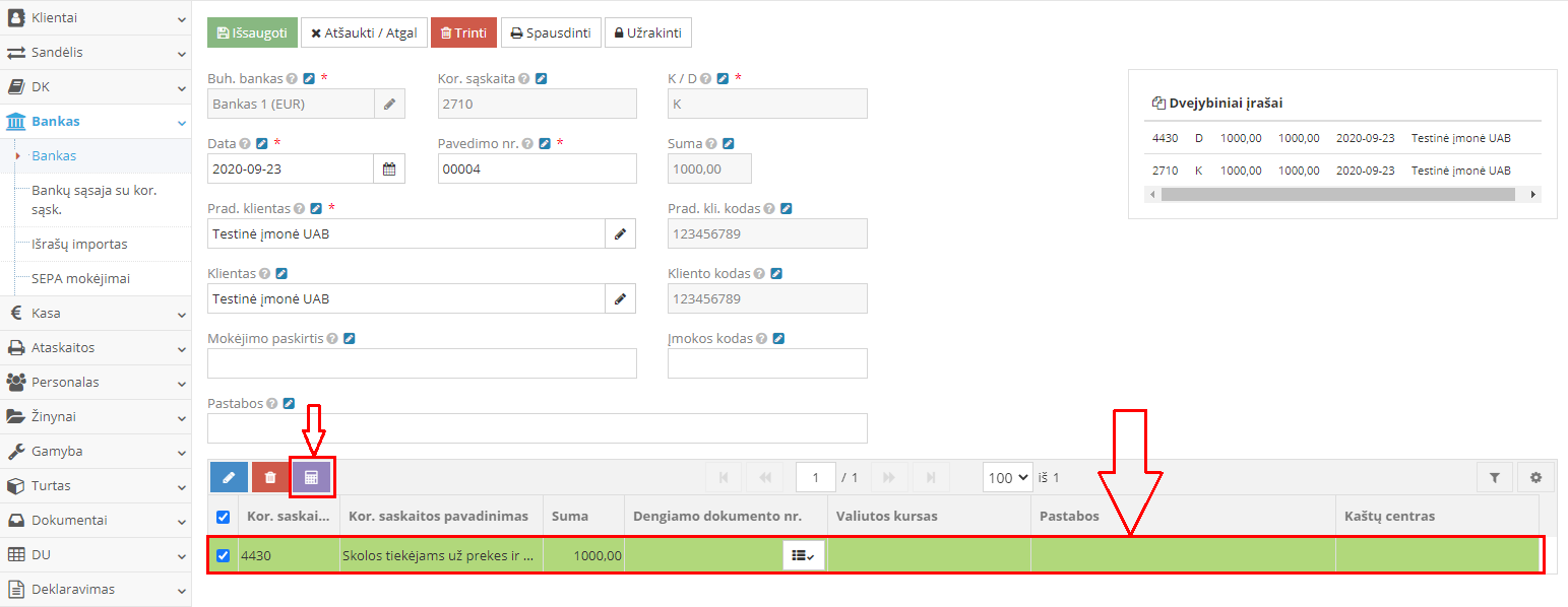Sumos pažymėjimas banko modulyje GPM deklaracijai