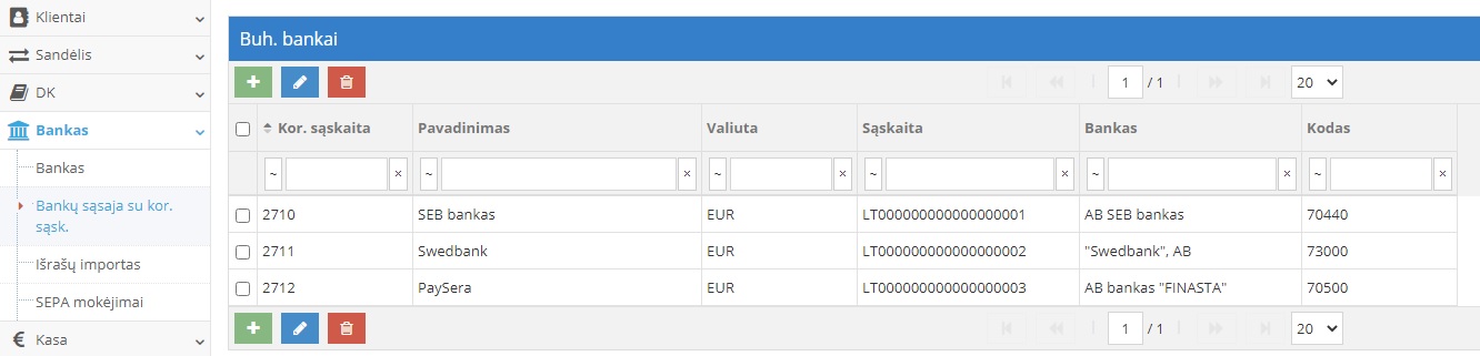 Bankų sąsajos modulio vaizdas