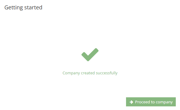 Confirmation message about company database creation