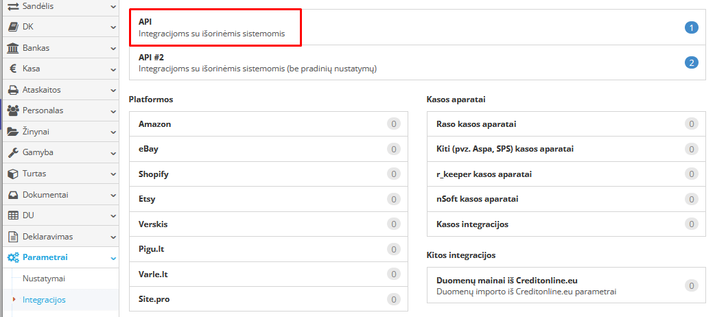 API rakto generavimas el. parduotuvės integracijai API rakto generavimas el. parduotuvės integracijai