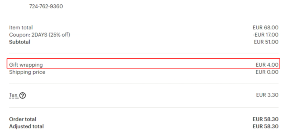 Mokestis už dovanos pakavimą Etsy platformoje