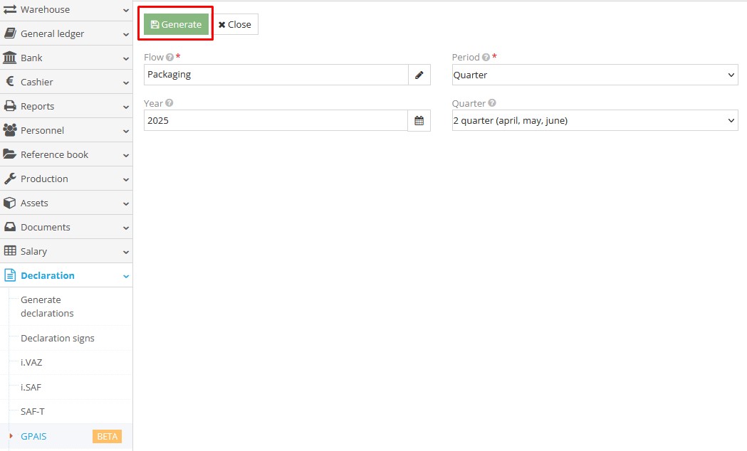 Filling in journal generation fields in GPAIS