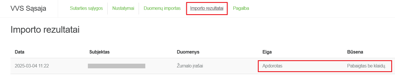 Importo rezultatų peržiūra GPAIS sistemoje