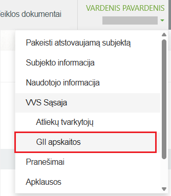 Prisijungimas prie GPAIS sistemos ir VV sąsajos pasirinkimas