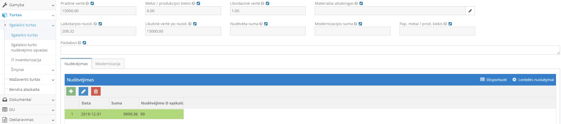 Ilgalaikio turto automobilio amortizacijos registravimas