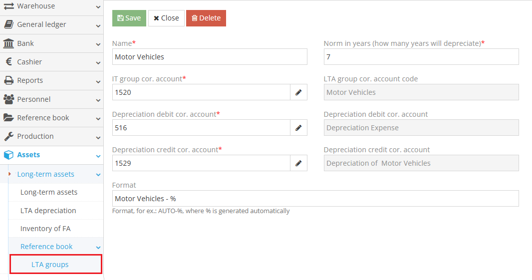 Creating long-term asset groups for reference
