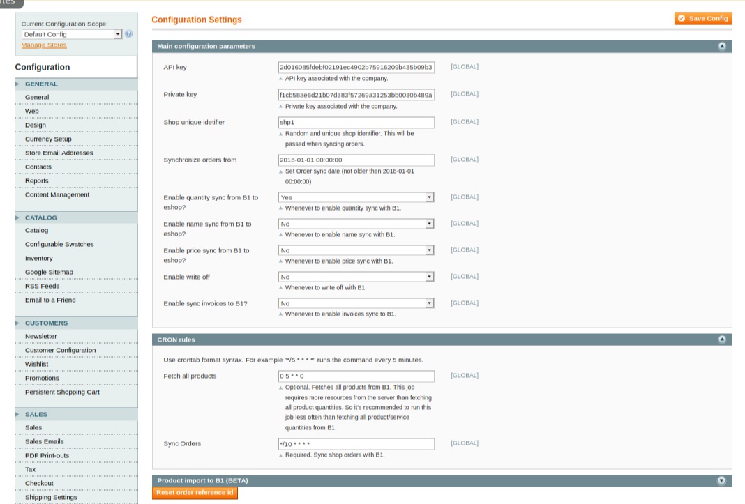 Product card import window from Magento to Site.pro