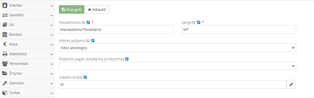 Mamadienio požymio pavyzdys
