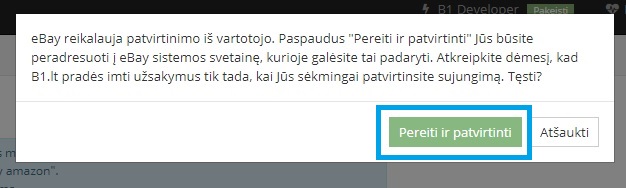 Proceed and confirm button in eBay integration