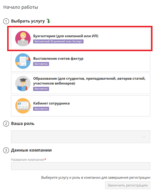 Выбор раздела бухгалтерии для компаний или индивидуальной деятельности