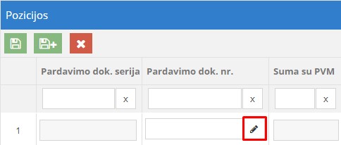 Dokumento pasirinkimo langas pinigų gavimui