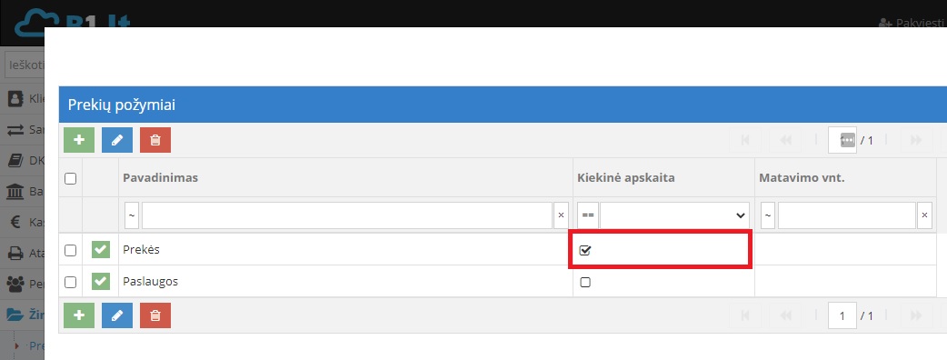 Prekių požymių pasirinkimas ilgalaikiam turtui