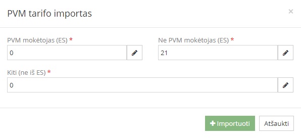 PVM tarifų nustatymo pavyzdys Allegro integracijoje