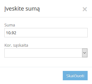Mišrių atskaitymų sumos įrašymo langas