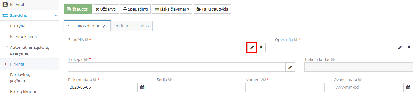 Sandėlio pasirinkimo ikona