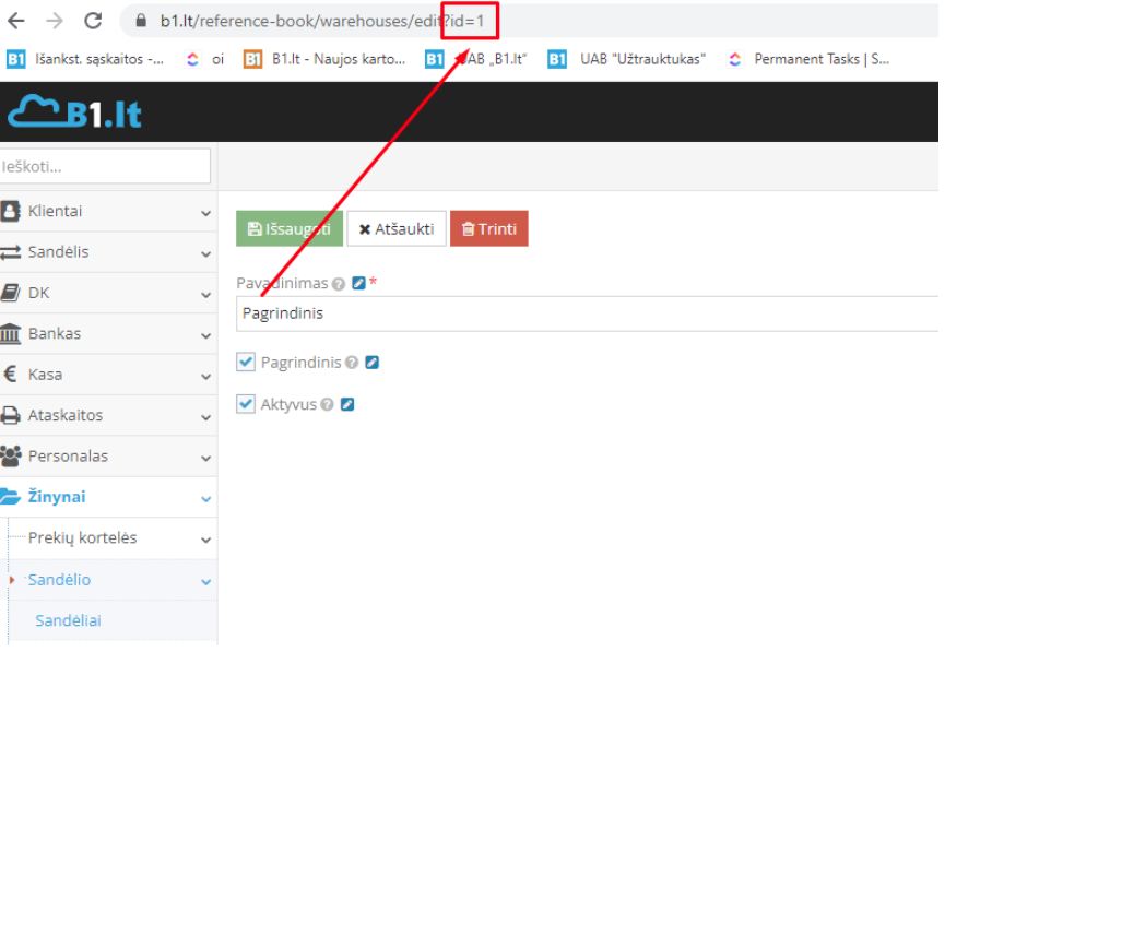 Sandėlio ID radimo instrukcija API integracijai