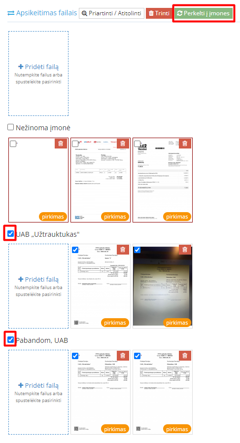 Dokumentų perkėlimas į įmonės darbalaukį