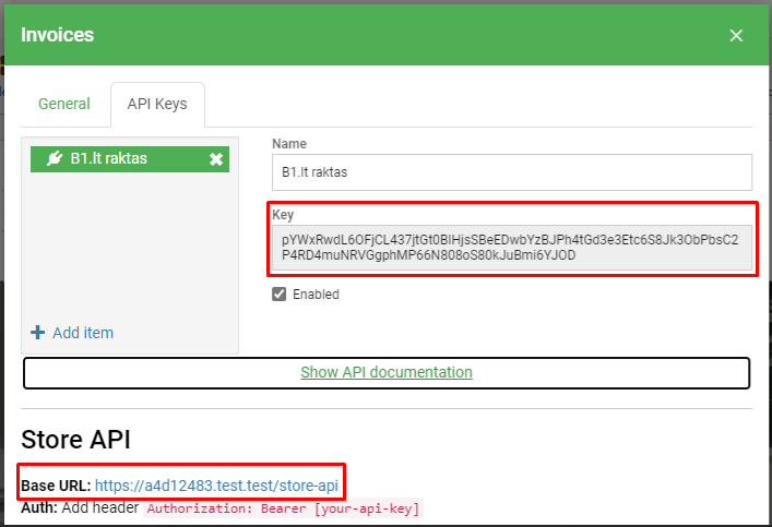 Отображение URL API-точки в интернет-магазине Site.pro