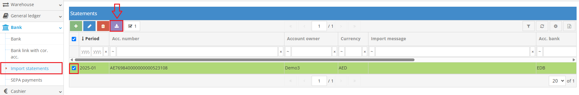 Importing bank statement file into accounting system