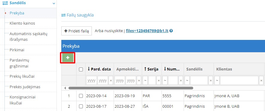 Pardavimo kūrimo langas