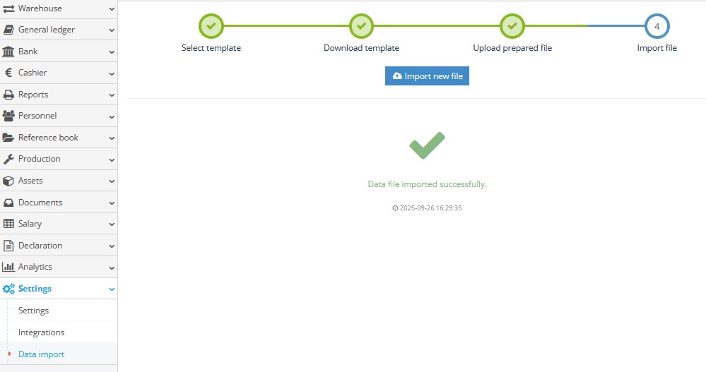 Successful import of foreign tax file