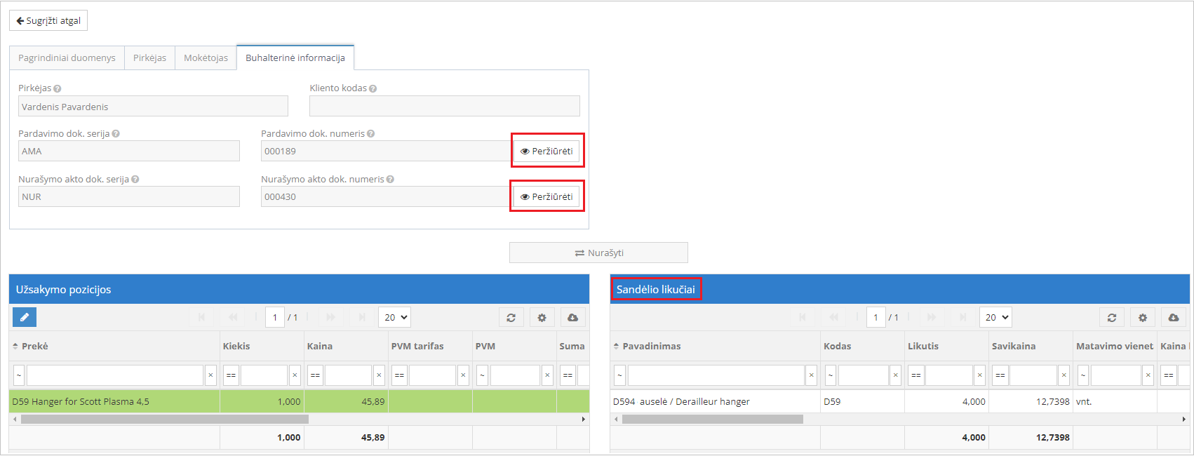 Viewing order documents