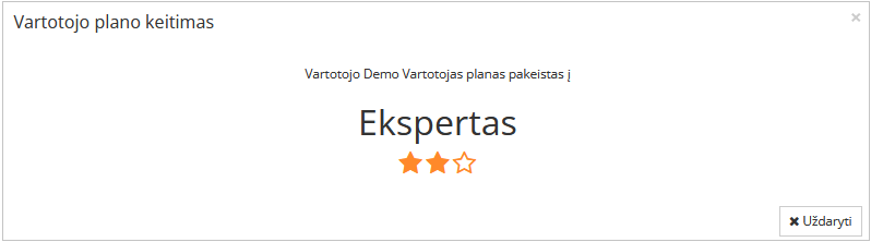 Pranešimas apie plano pakeitimą