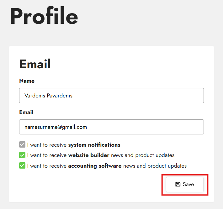 Change email address, first name, and last name