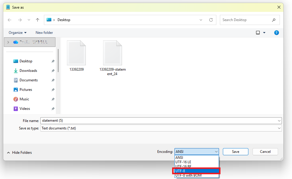 Failo konvertavimas į UTF-8 naudojant Notepad