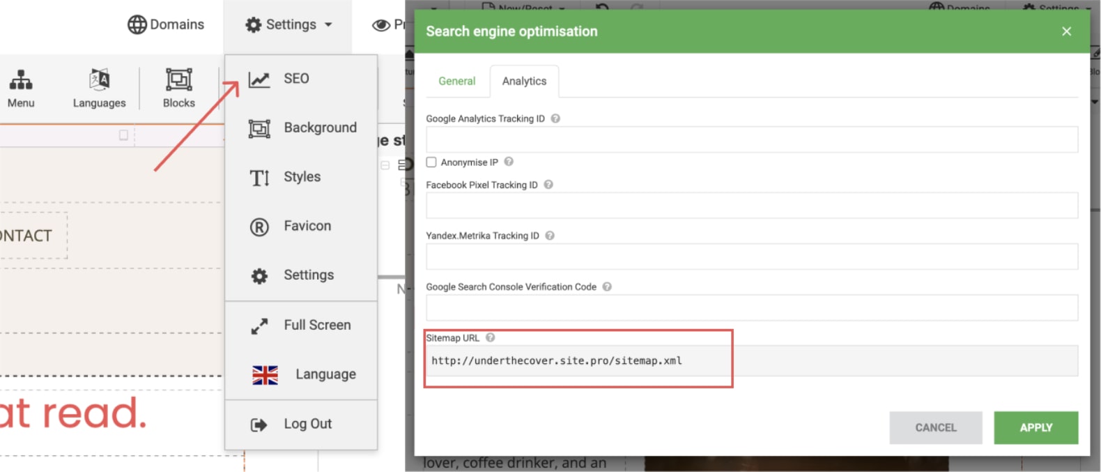 Insert Sitemap URL