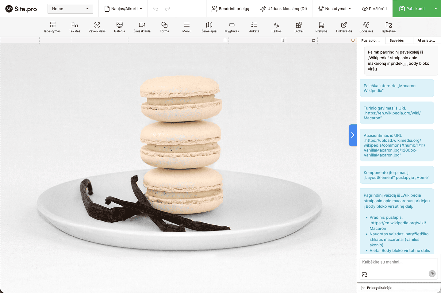 AI Builder Assistant atsisiuntimo failo funkcija