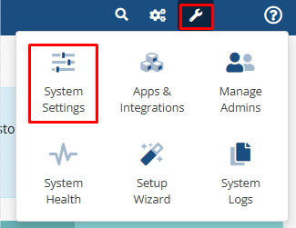 WHMCS System Settings button