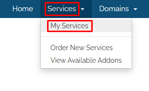 WHMCS my services button